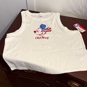 Old Navy White Tank Top with Patriotic Graphic. Ideal Memorial Day/ 4th of July
